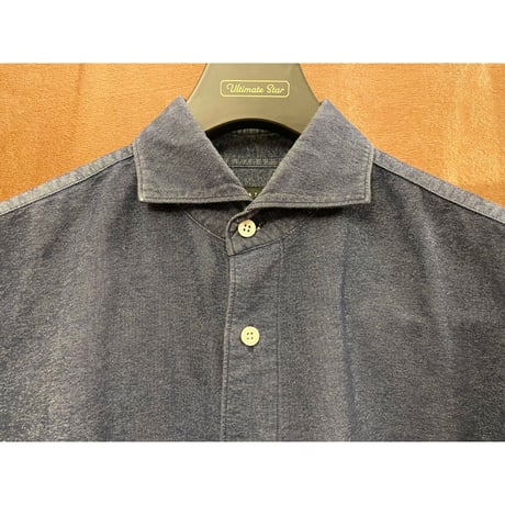 MADE IN JAPAN製 ESTNATION 長袖コットンシャツ インディゴ Mサイズ