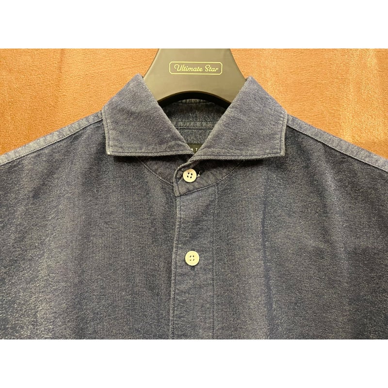 MADE IN JAPAN製 ESTNATION 長袖コットンシャツ インディゴ Mサイズ |