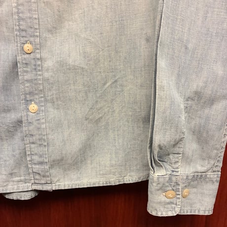 DENIM & SUPPLY RALPH LAUREN 星条旗 バック刺繍入り 長袖ダンガリーシャツ ライトインディゴ Sサイズ