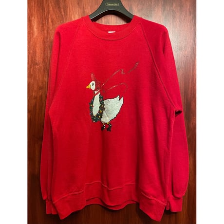MADE IN USA製 90s JERZEES アヒルペイントスウェットトレーナー レッド XXLサイズ