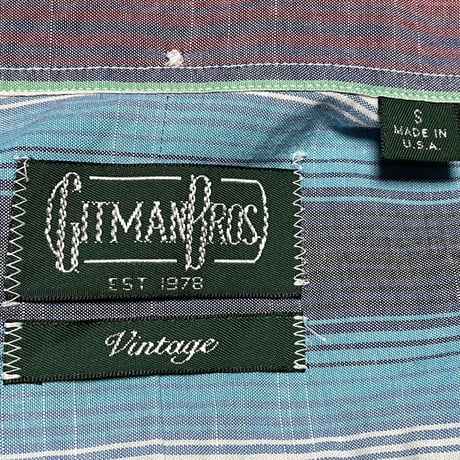 MADE IN USA製 GITMAN VINTAGE メキシカンラグカラー半袖ボタンダウンシャツ マルチカラー Sサイズ
