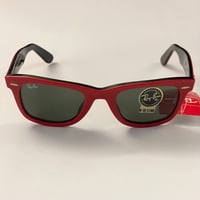 ☆タグ付き新古品☆ HAND MADE IN ITALY製 Ray-Ban WAYFARER ツートンカラーサングラス レッド×ブラック RB2140A-955