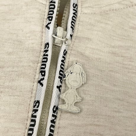 ▲訳あり商品▲ タグ付き PEANUTS SNOOPY ハーフジップ半袖ニットTシャツ ベージュ×ホワイト Lサイズ