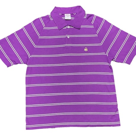BROOKS BROTHERS 346 ボーダー柄半袖ポロシャツ パープル Ｓサイズ