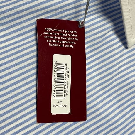 T.M. Lewin SLIM FIT クレリックダブルカフス長袖ストライプ柄シャツ サックス 39-84