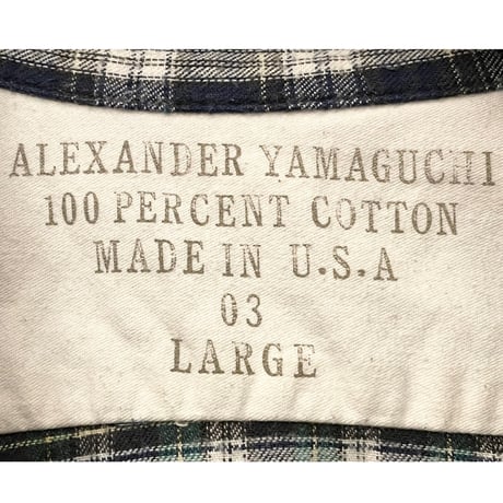 【ESTNATION取り扱い】MADE IN USA製 ALEXANDER YAMAGUCHI 長袖チェックシャツ グリーン Lサイズ