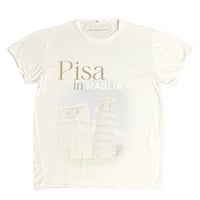 ★新品★ MADE IN ITALY製 MAGLIA 2025年AWモデル 「Pisa in MAGLIA」 イタリア都市 プリント クルーネックTシャツ ホワイト×サンドベージュ M～XLサイズ