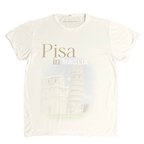 ★新品★ MADE IN ITALY製 MAGLIA 2025年AWモデル 「Pisa in MAGLIA」 イタリア都市 プリント クルーネックTシャツ ホワイト×サンドベージュ M～XLサイズ