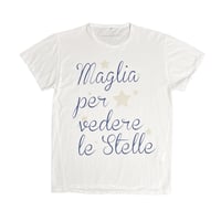 ★新品★ MADE IN ITALY製 MAGLIA 2024年SSモデル 「STELLE」 ロゴプリント クルーネックTシャツ ホワイト S～Lサイズ