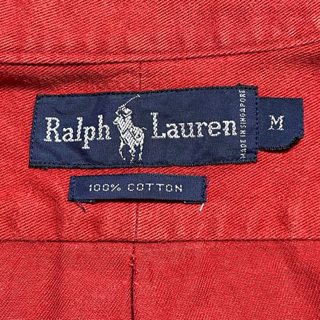 Ralph Lauren 長袖ボタンダウンシャツ エンジ Mサイズ