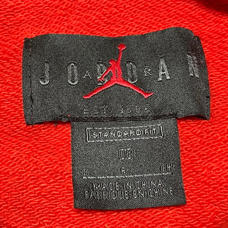 AIR JORDAN オーバーサイズロゴ入りプルオーバーパーカー イエロー×レッド Sサイズ
