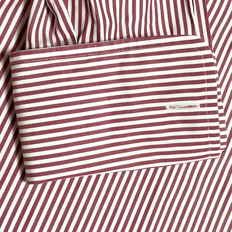 MADE IN JAPAN製 azabu tailor クレリックダブルカフス長袖ストライプシャツ ホワイト×レッド