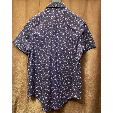MADE IN USA製 Rockmount Ranch Wear 半袖花柄ウエスタンシャツ パープル 14.5サイズ