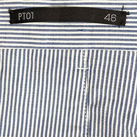 MADE IN ROMANIA製 PT01 Sailor ヒッコリーストライプ柄コットンスラックス ブルー×ホワイト 46サイズ