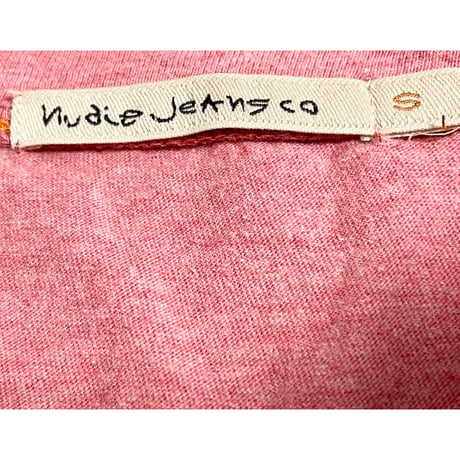 nudie jeans オーガニックコットンプリントTシャツ ピンク Sサイズ