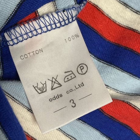 MADE IN JAPAN製 LOUNGE LIZARD ポケット付き半袖ボーダーTシャツ マルチカラー 3/Lサイズ