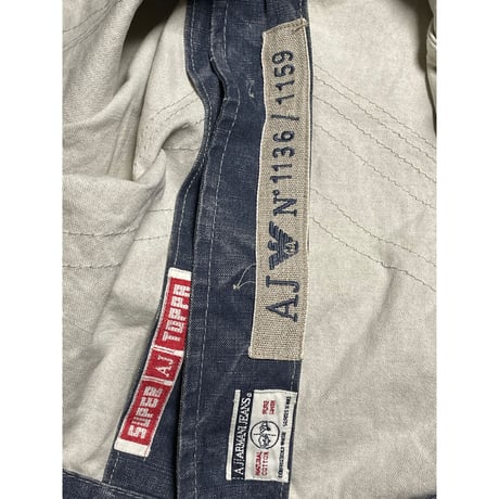 MADE IN ITALY製 ARMANI JEANS 半袖コットンリネンシャツ ライトインディゴ Lサイズ
