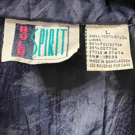 BOLD SPIRIT フルジップナイロンジャケット ネイビー×ピンク Lサイズ