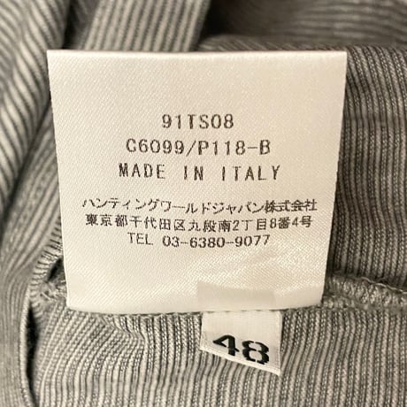 MADE IN ITALY製 HUNTING WORLD ボーダー柄 長袖クルーネックTシャツ グレー 48サイズ