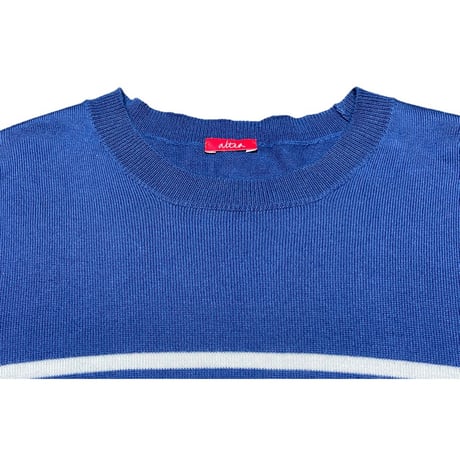 MADE IN ITALY製 altea ボーダークルーネックコットンセーター ネイビー Mサイズ