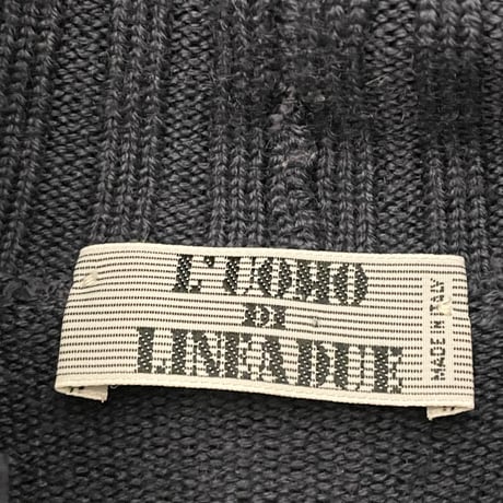 MADE IN ITALY製 L'UOHO DI LINEADUE タートルネックカシミヤ混ニットセーター ネイビー 50サイズ