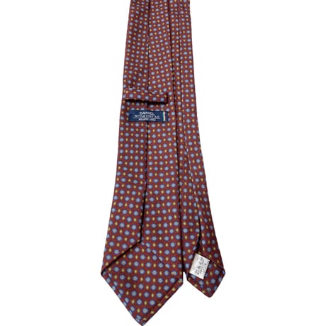 ▲訳あり商品▲ MADE IN ITALY製 DANIEL 1956 MILANO 小紋柄ウールネクタイ エンジ