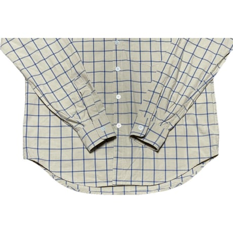 ▲訳あり商品▲【ユナイテッドアローズ取り扱い】MADE IN JAPAN製 steven alan 長袖ブロックチェックシャツ ベージュ Mサイズ