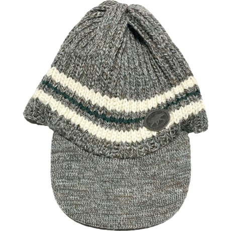 ▲訳あり商品▲ MADE IN ENGLAND製 HUNTING WORLD ブリティッシュウール帽子マフラー手袋セット グレー×グリーン