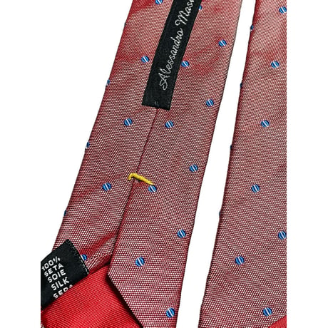 MADE IN ITALY製 Alessandro Masi ドット柄シルクネクタイ レッド
