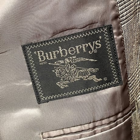 希少 VINTAGE BURBERRYS グレンチェック柄リネンテーラードジャケット グレー A6サイズ