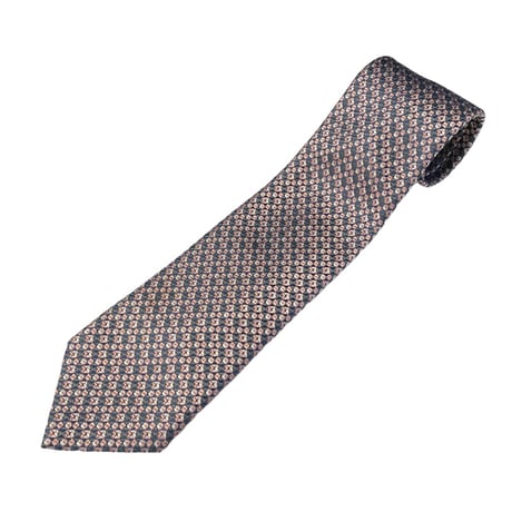 MADE IN ITALY製 Brioni HANDMADE ジャガード織り総柄シルクネクタイ ピンク×ブルー