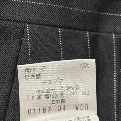 MADE IN JAPAN製 FRANCO PRINZIVALLI ストライプウールスーツ ブラック L44サイズ