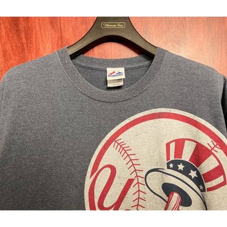 majestic × NEW YORK YANKEES プリントTシャツ ネイビー Lサイズ
