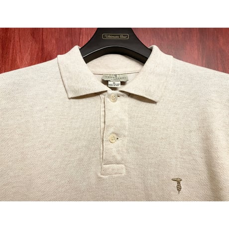 MADE IN ITALY製 TRUSSARDI t-shirts 長袖鹿の子ポロシャツ ベージュ Mサイズ