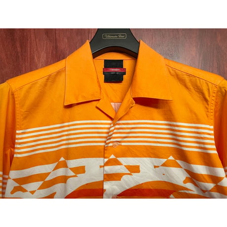 レア MADE IN JAPAN製 SWAGGER 2009年SSモデル OCEAN ALOHA SHIRTS コットンアロハシャツ オレンジ Mサイズ