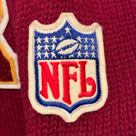 レア MADE IN KOREA製 90s EAST POINT × NFL WASHINGTON REDSKINS 裏ボア フルジップニットジャケット ワイン Fサイズ