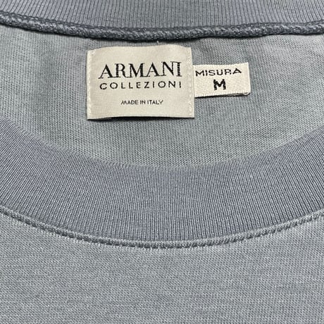 MADE IN ITALY製 ARMANI COLLEZIONI 半袖クルーネックTシャツ ブルーグレー Mサイズ