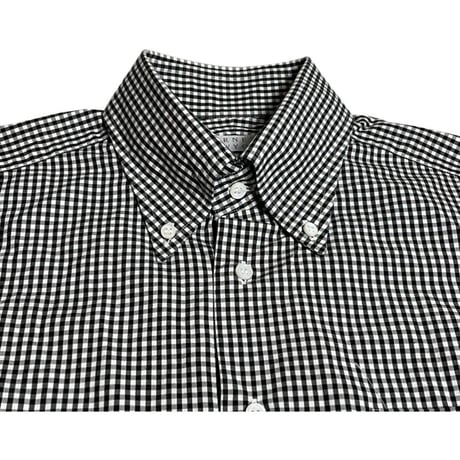 MADE IN JAPAN製 BARNEYS NEWYORK 長袖ボタンダウンギンガムチェックシャツ ブラック 40-87サイズ
