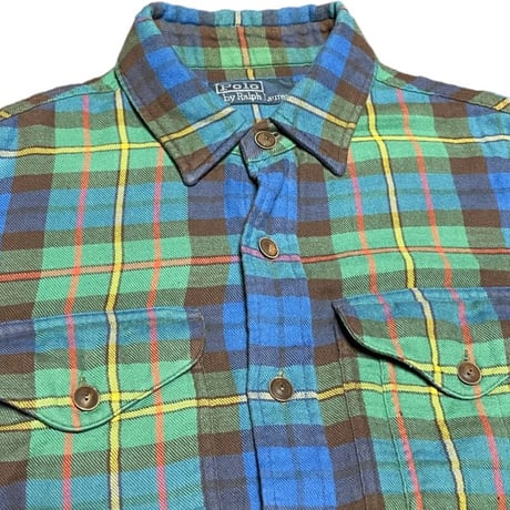 Polo by Ralph Lauren 長袖チェック柄シャツ グリーン Mサイズ