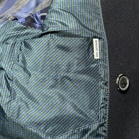 BEN SHERMAN ウール混Pコート ネイビー Sサイズ