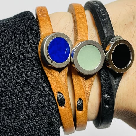 ★新品★ MADE IN ITALY製 TULSI PETRA 砂金石/アベンチュリン ハンドメイドレザーブレスレット ナチュラル XS～Mサイズ