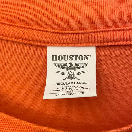 HOUSTON ビール瓶柄プリントTシャツ オレンジ Lサイズ