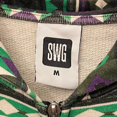 MADE IN JAPAN製 SWAGGER 総柄フルジップパーカー グリーン Mサイズ