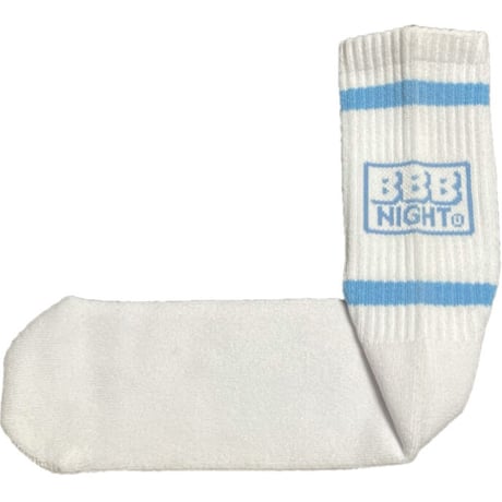★新品★ MADE IN JAPAN製 BBB NIGHT チューブソックス ホワイト×スカイブルー Fサイズ ユニセックス着用可能