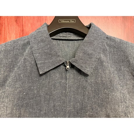 MADE IN PORTUGAL製 A.P.C. フルジップダンガリーコットンリネンジャケット インディゴ Sサイズ