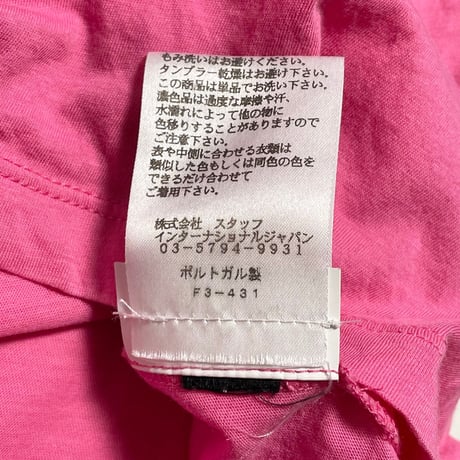 MADE IN PORTUGAL製 MARC JACOBS 胸ポケット付き半袖クルーネックTシャツ ピンク XLサイズ