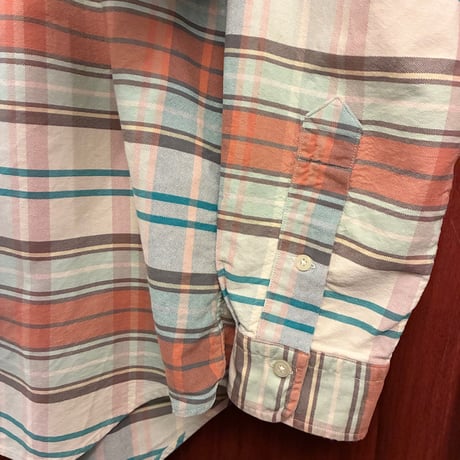 レア MADE IN USA製 90s Ralph Lauren 外タグ チェック柄 長袖ボタンダウンシャツ マルチカラー Lサイズ
