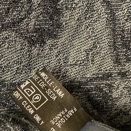 MADE IN FRANCE製 MARC ROZIER ウールシルクストール グレー×ブラック Fサイズ