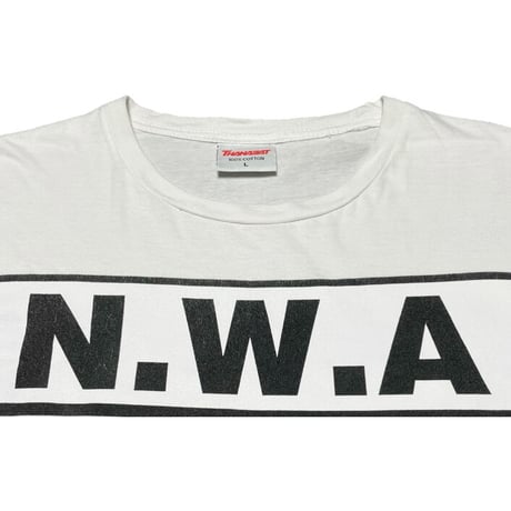 ▲訳あり商品▲ NWA ブートロゴプリントTシャツ ホワイト  Lサイズ
