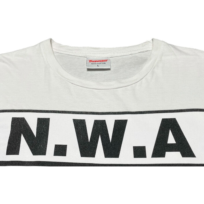 △訳あり商品△ NWA ブートロゴプリントTシャツ ホワイト L
